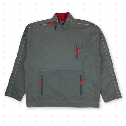 00s Nike Hex Asymmetrical Zip Jacket Grey/Red