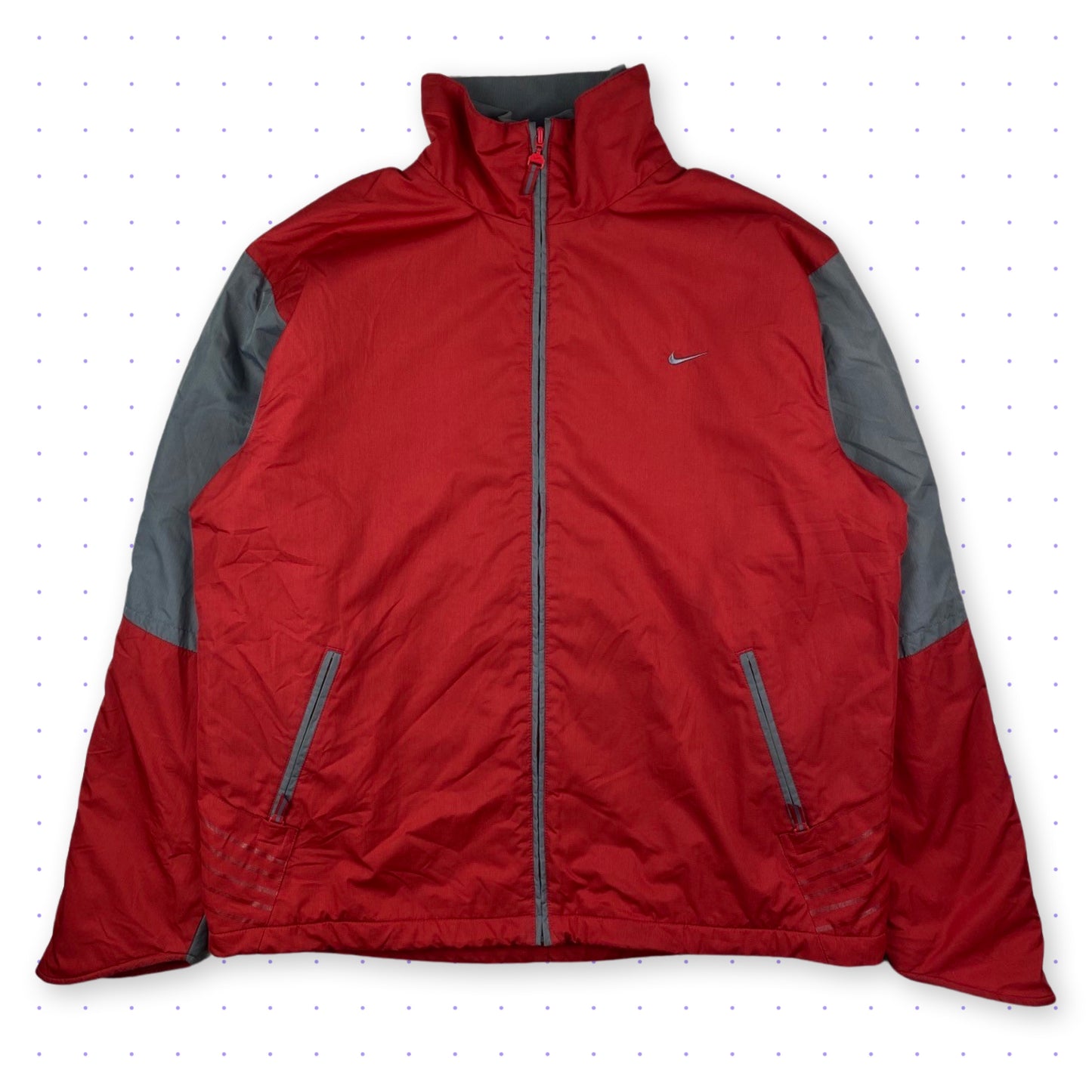 00s Nike Hex Fleece Lined Double Collar Angled Sleeve Jacket Red