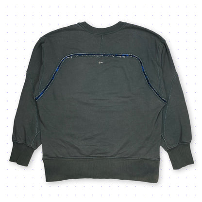 ‘01 Nike B2 Mesh Striped Distressed Sweater Faded Grey