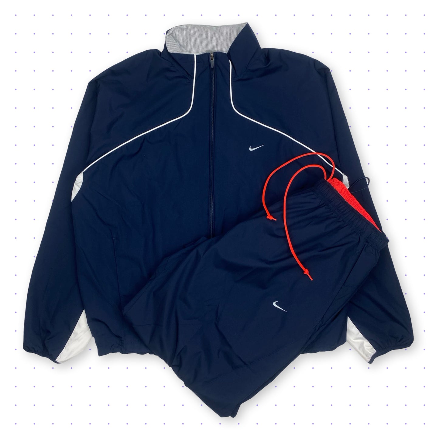 00s Nike Athletic72 Piped Tracksuit Jacket/Pants Navy Blue