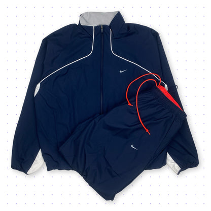 00s Nike Athletic72 Piped Tracksuit Jacket/Pants Navy Blue
