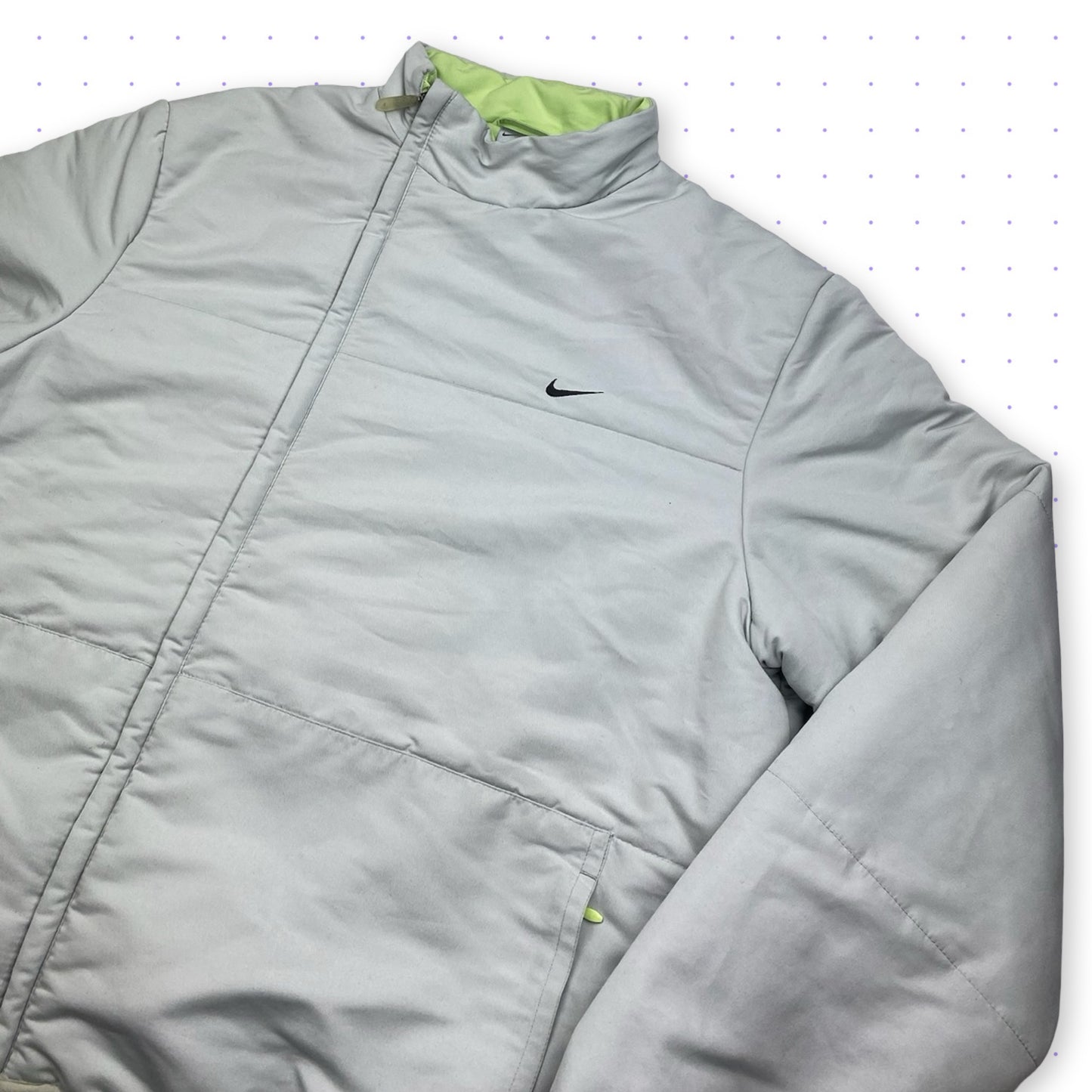 ‘00 Nike WB-71 Asymmetrical Padded Jacket Grey/Lime Green