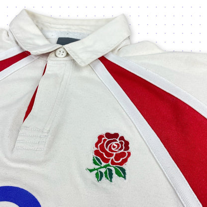 00s Nike Rugby England Longsleeve Polo White/Red