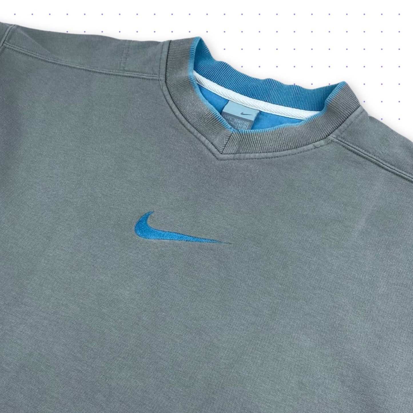 00s Nike Center Swoosh Sweater Grey Blue