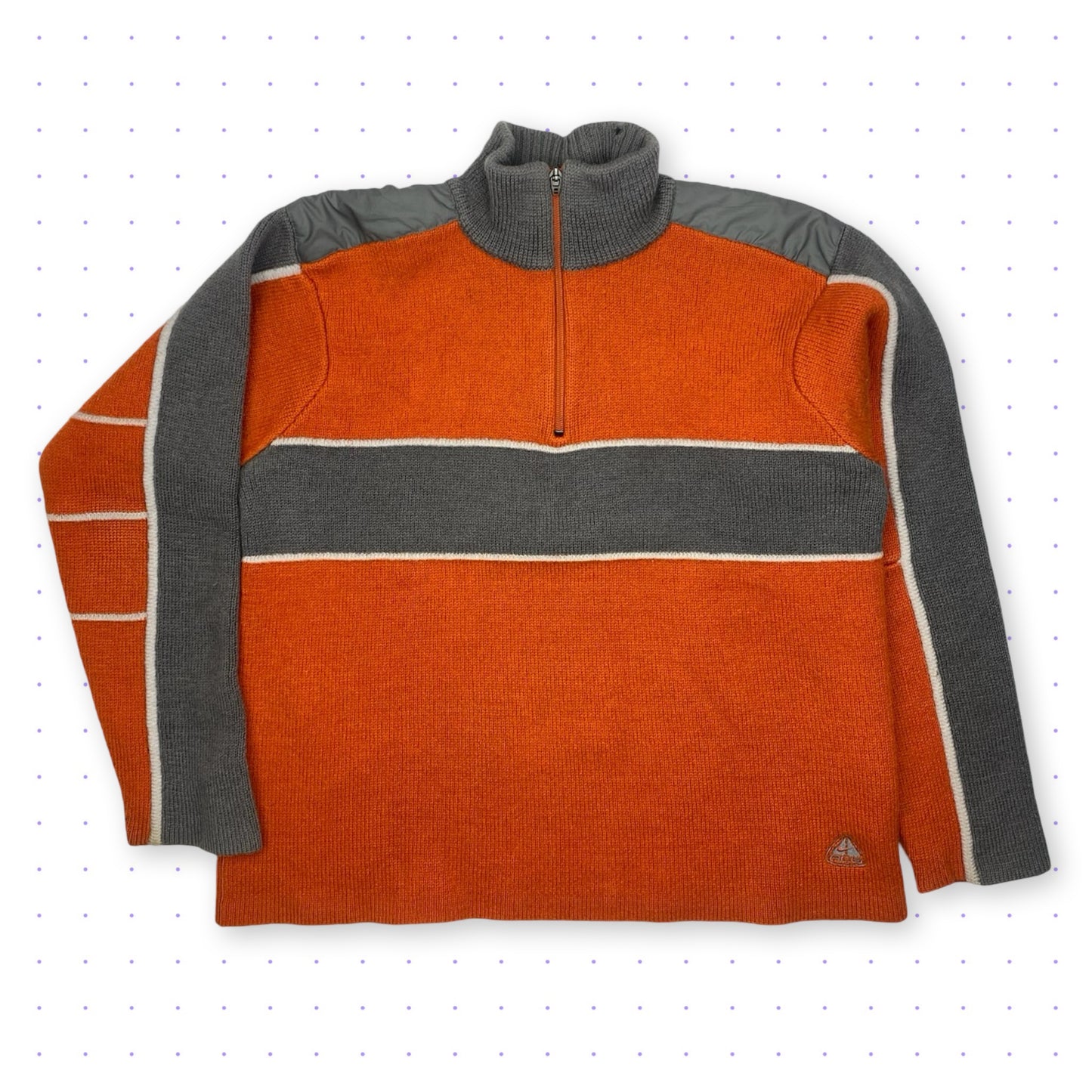 ‘02 Nike ACG Half Zip Wool Knit Sweater Orange/Grey