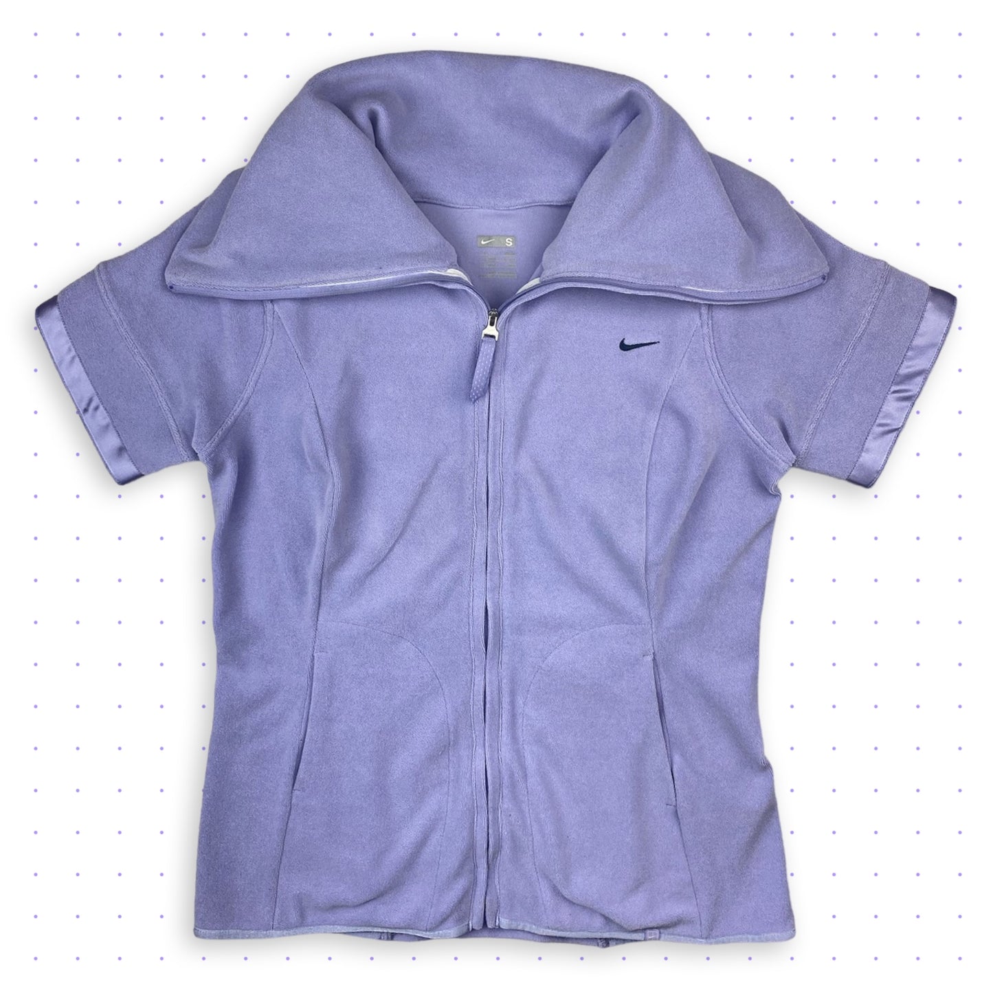 00s Nike Fleece/Nylon High Collar Zip T-Shirt Lilac