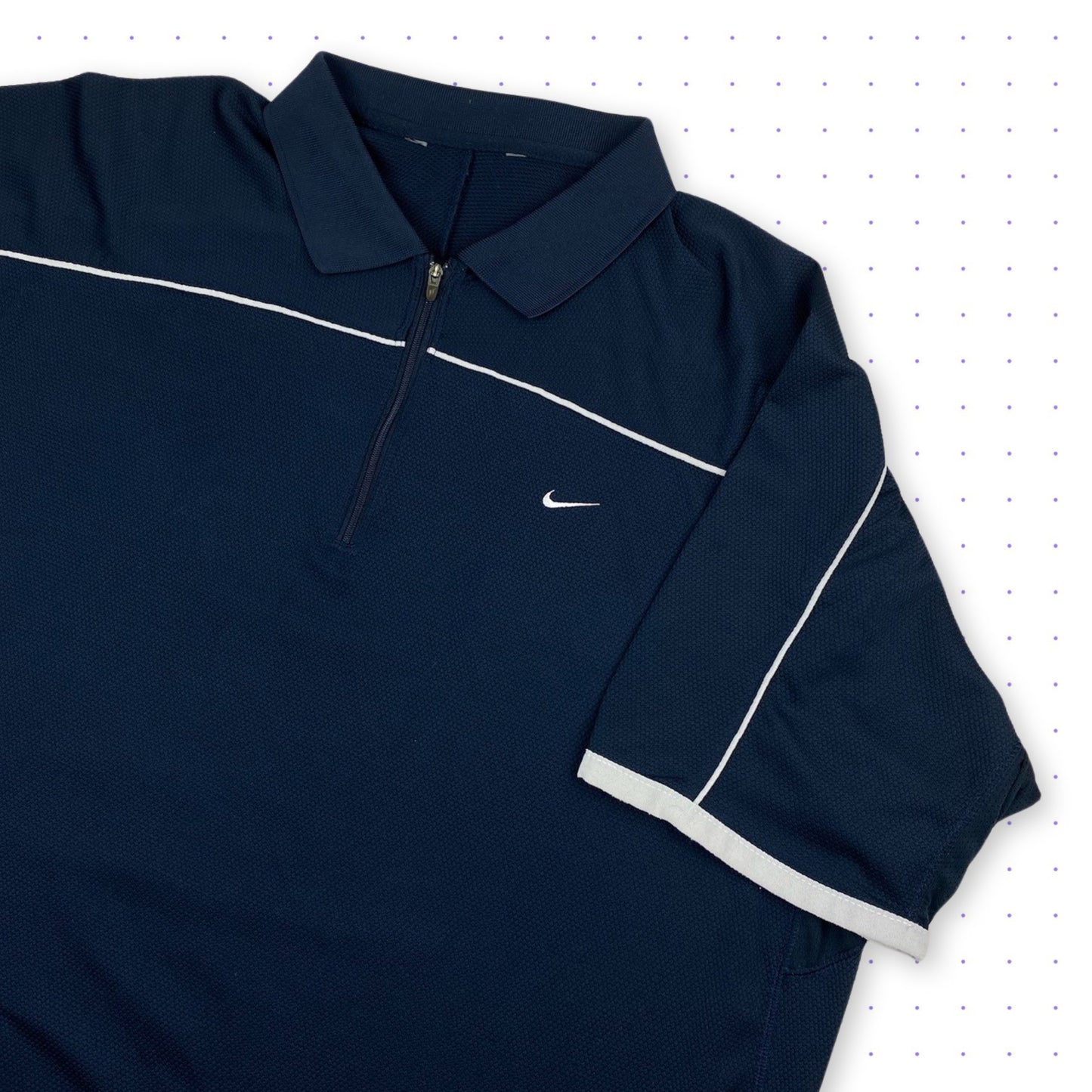 00s Nike Court Polo Zip T-Shirt Navy