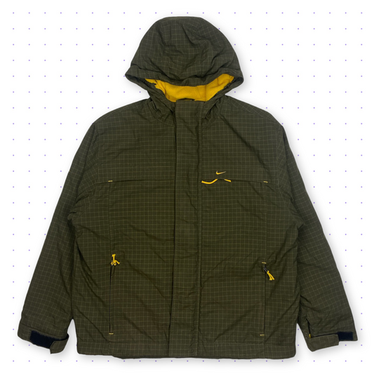 00s Nike Grid Reflective Fleece Lined Jacket Khaki/Yellow