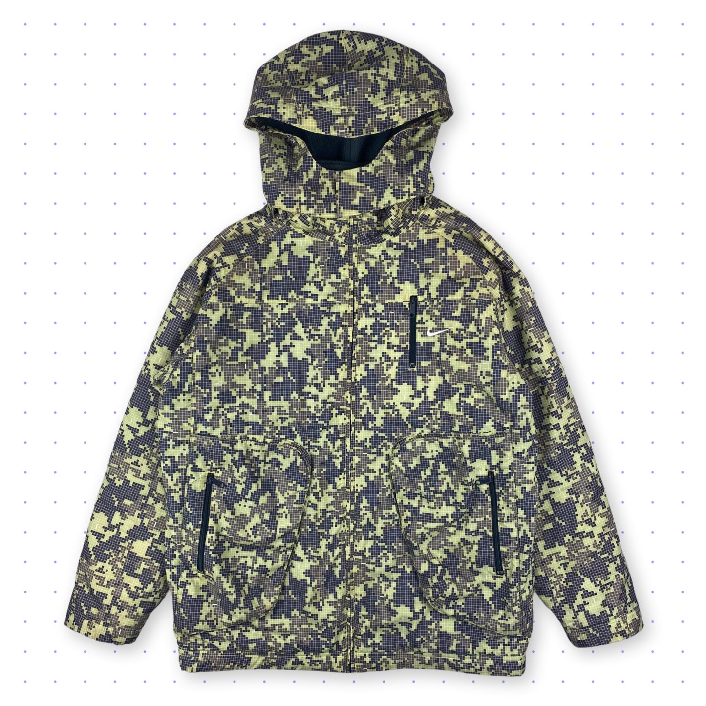 ´07 Nike Tactical 3D-Pockets Pixel Camouflage Fleece Lined Jacket Green