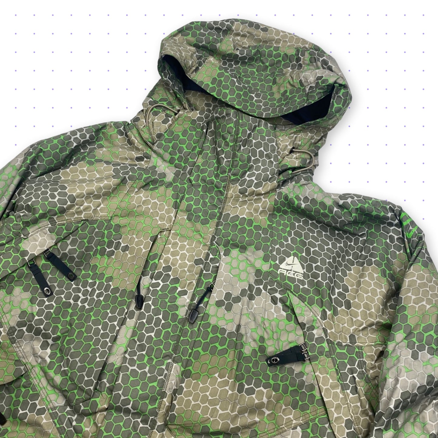 00s Nike ACG Reptile Hex Camo Padded Jacket Green