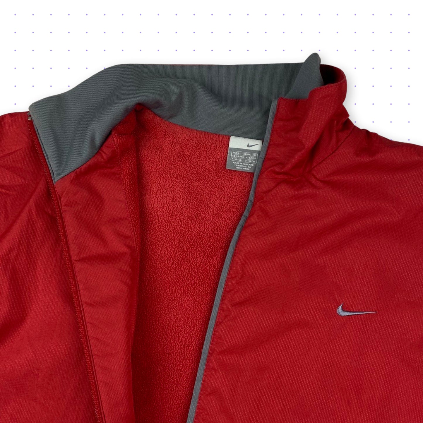 00s Nike Hex Fleece Lined Double Collar Angled Sleeve Jacket Red