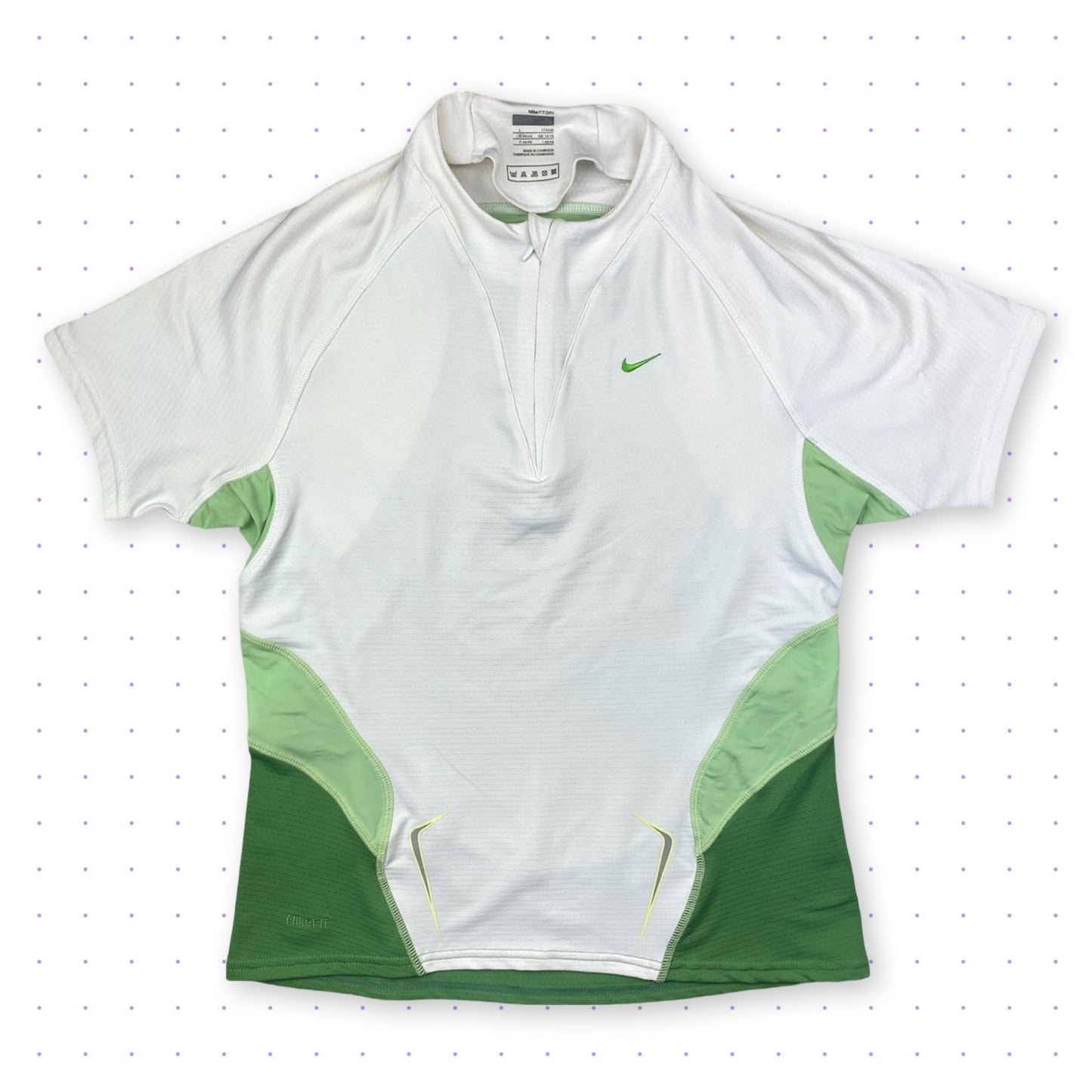 00s Nike Cycling T-Shirt White/Green