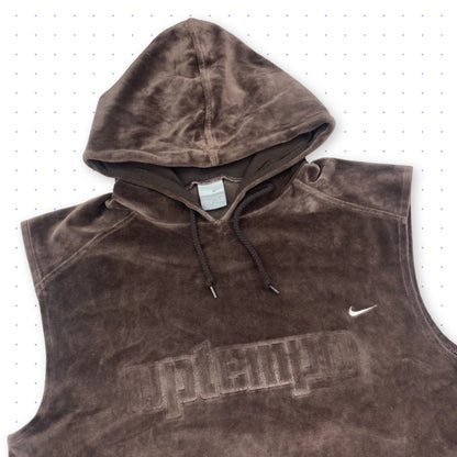 00s Nike Uptempo Velour Hooded Vest Brown