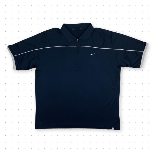 00s Nike Court Polo Zip T-Shirt Navy