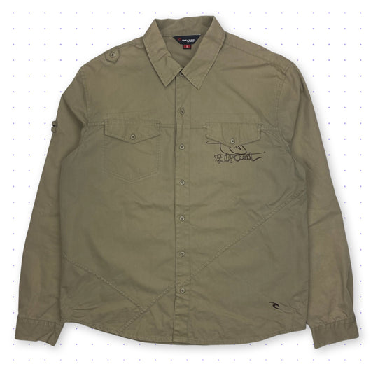 00s Ripcurl The Search Button-Up Shirt Beige