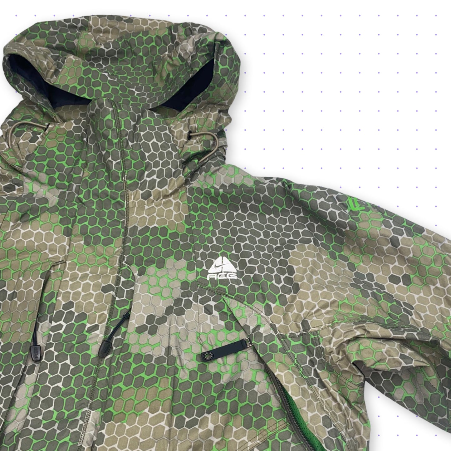 00s Nike ACG Reptile Hex Camo Padded Jacket Green