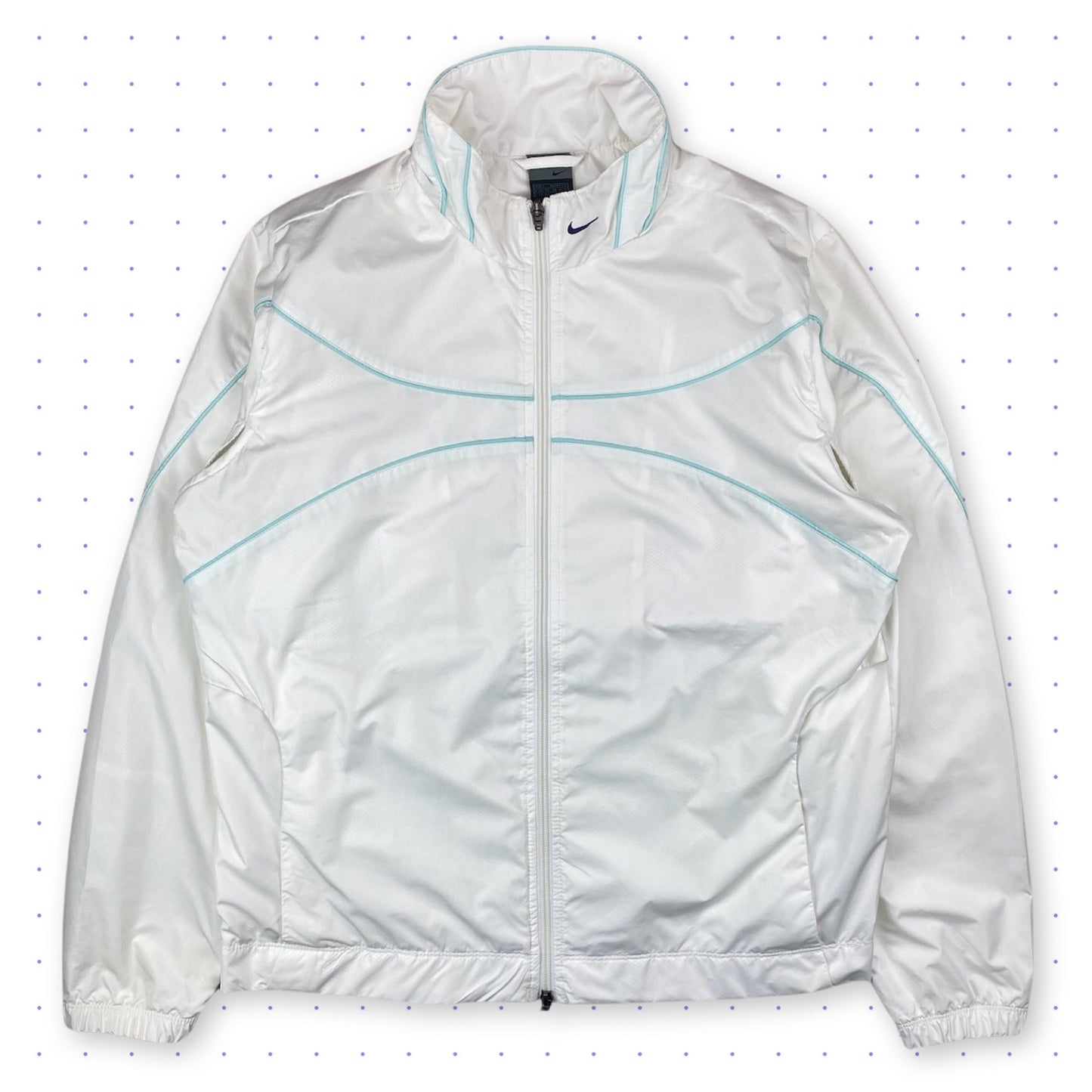 00s Nike Clima-Fit Ventilated Piped Jacket White/Turquoise