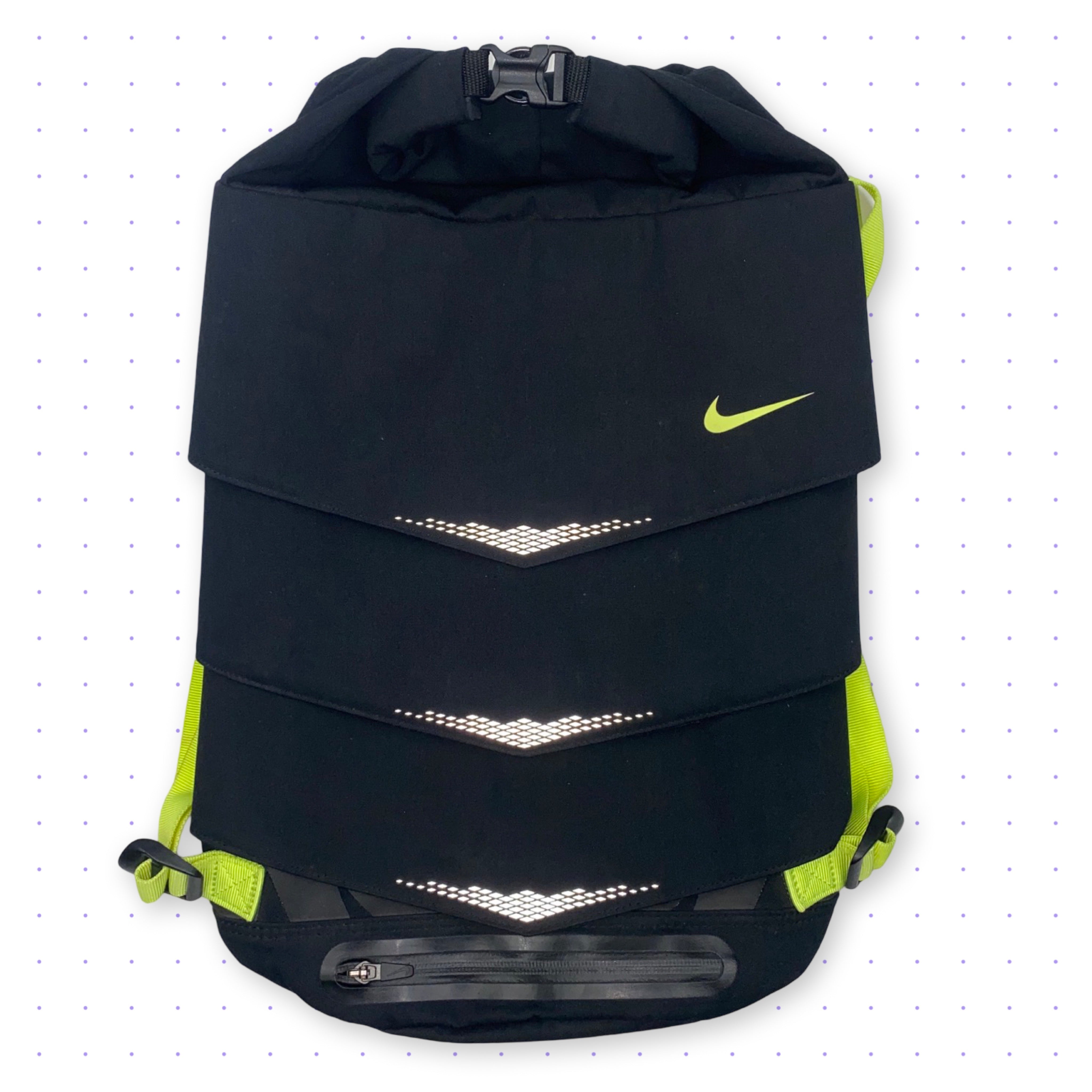neon green and black nike backpack