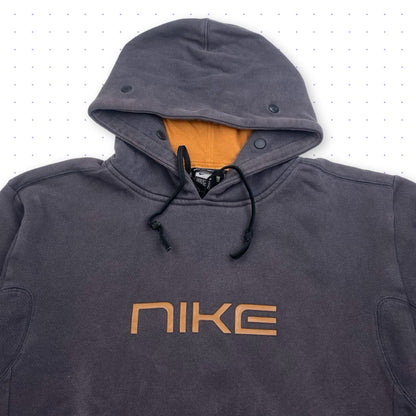 ´01 Nike Urban/Morse Code Expandable Hood Hoodie Faded Grey/Orange