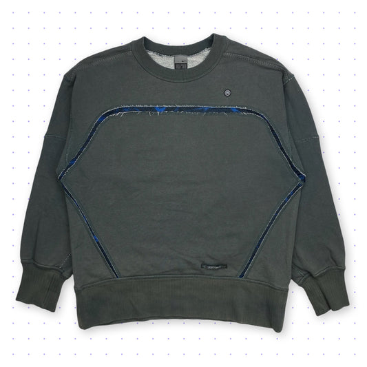 ‘01 Nike B2 Mesh Striped Distressed Sweater Faded Grey