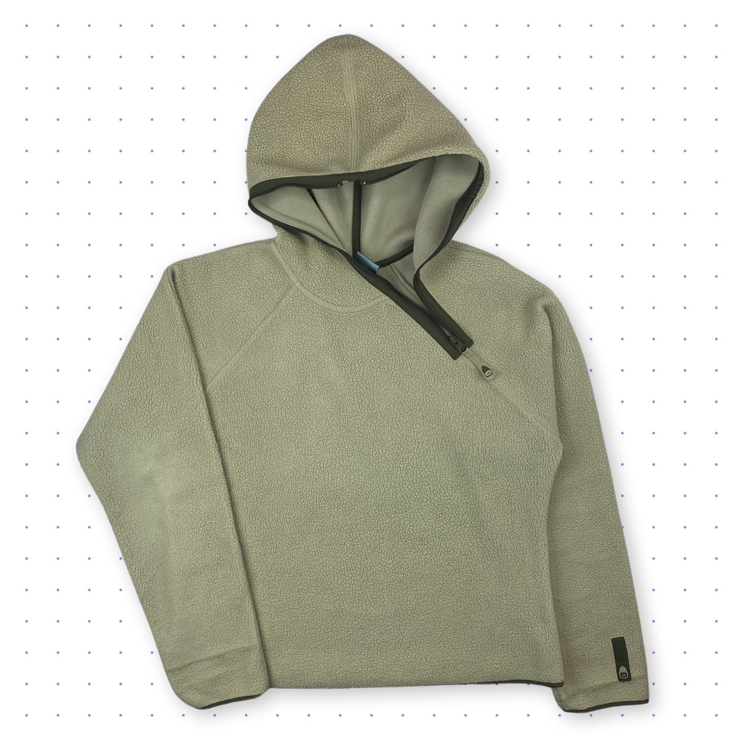 00s Nike Asymmetrical Full Zip Fleece Hoodie Beige