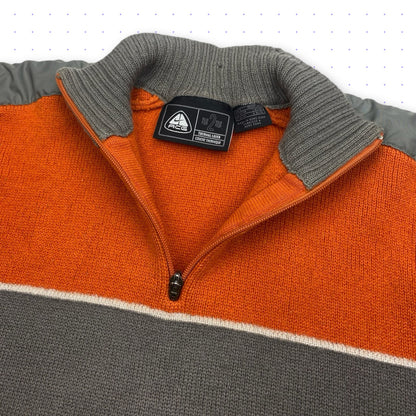 ‘02 Nike ACG Half Zip Wool Knit Sweater Orange/Grey