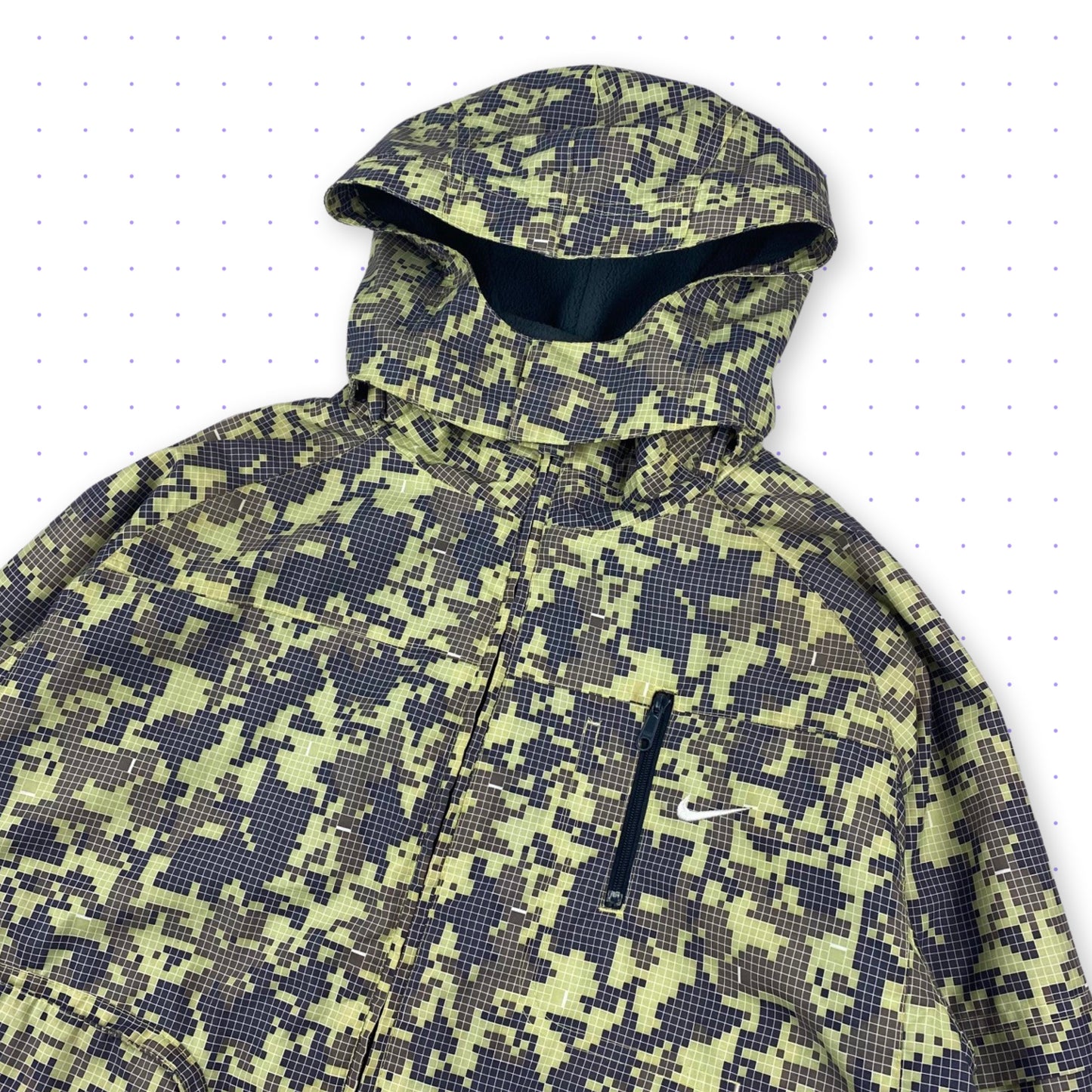 ´07 Nike Tactical 3D-Pockets Pixel Camouflage Fleece Lined Jacket Green