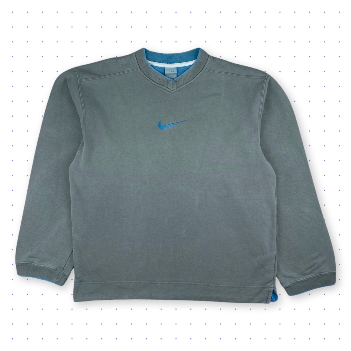 00s Nike Center Swoosh Sweater Grey Blue