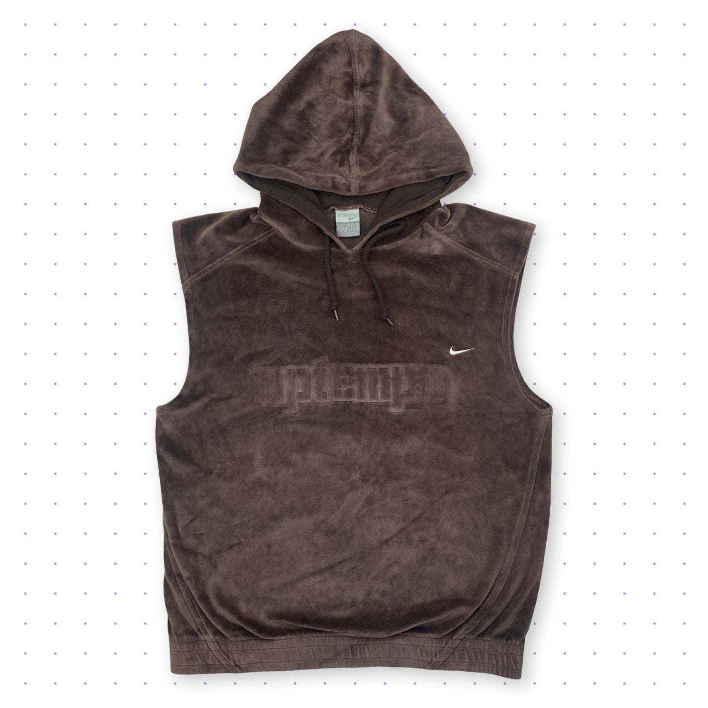 00s Nike Uptempo Velour Hooded Vest Brown