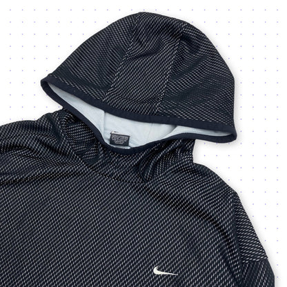 00s Nike Uptempo Mesh Layered Hoodie Black/Grey