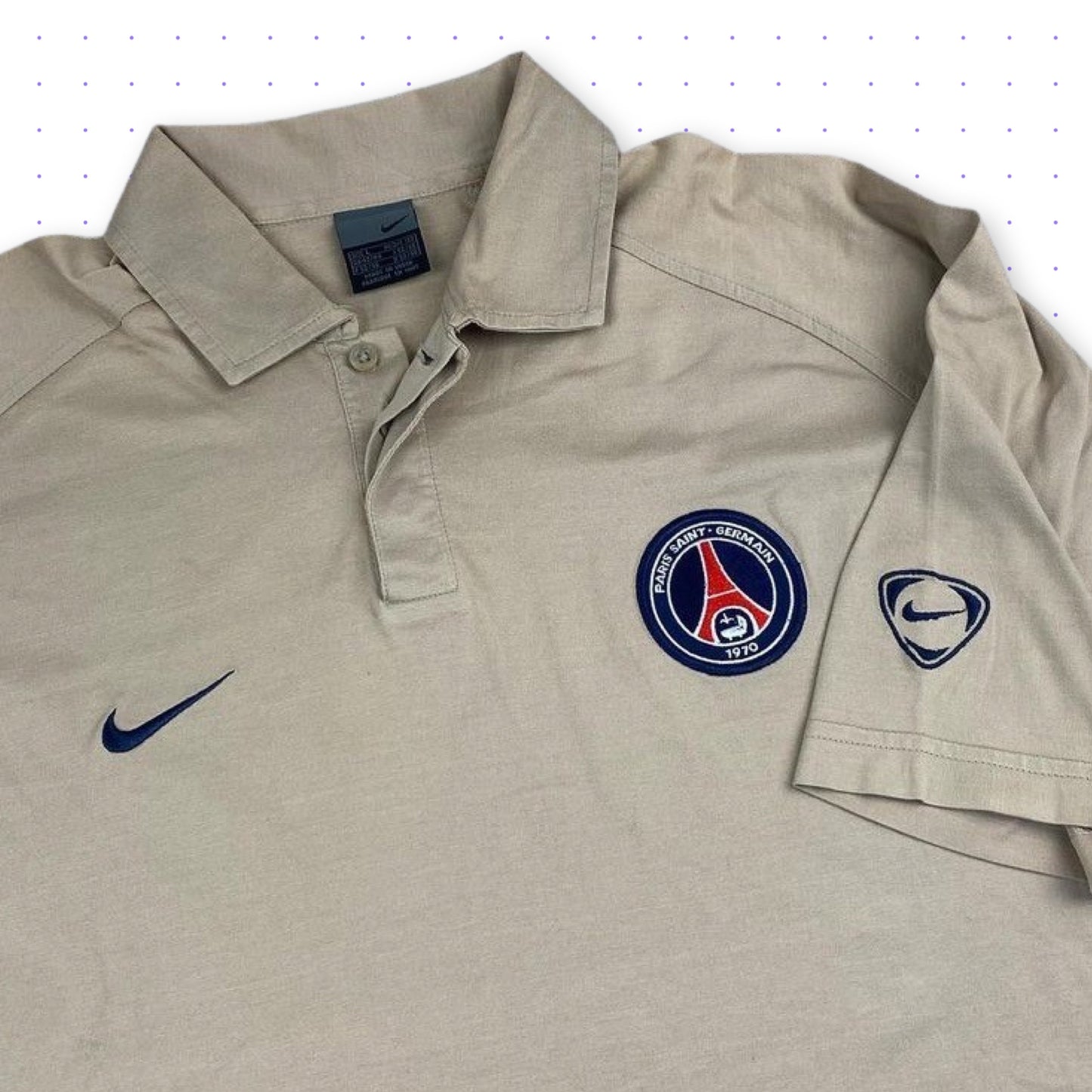 00s Nike PSG Polo T-Shirt Beige