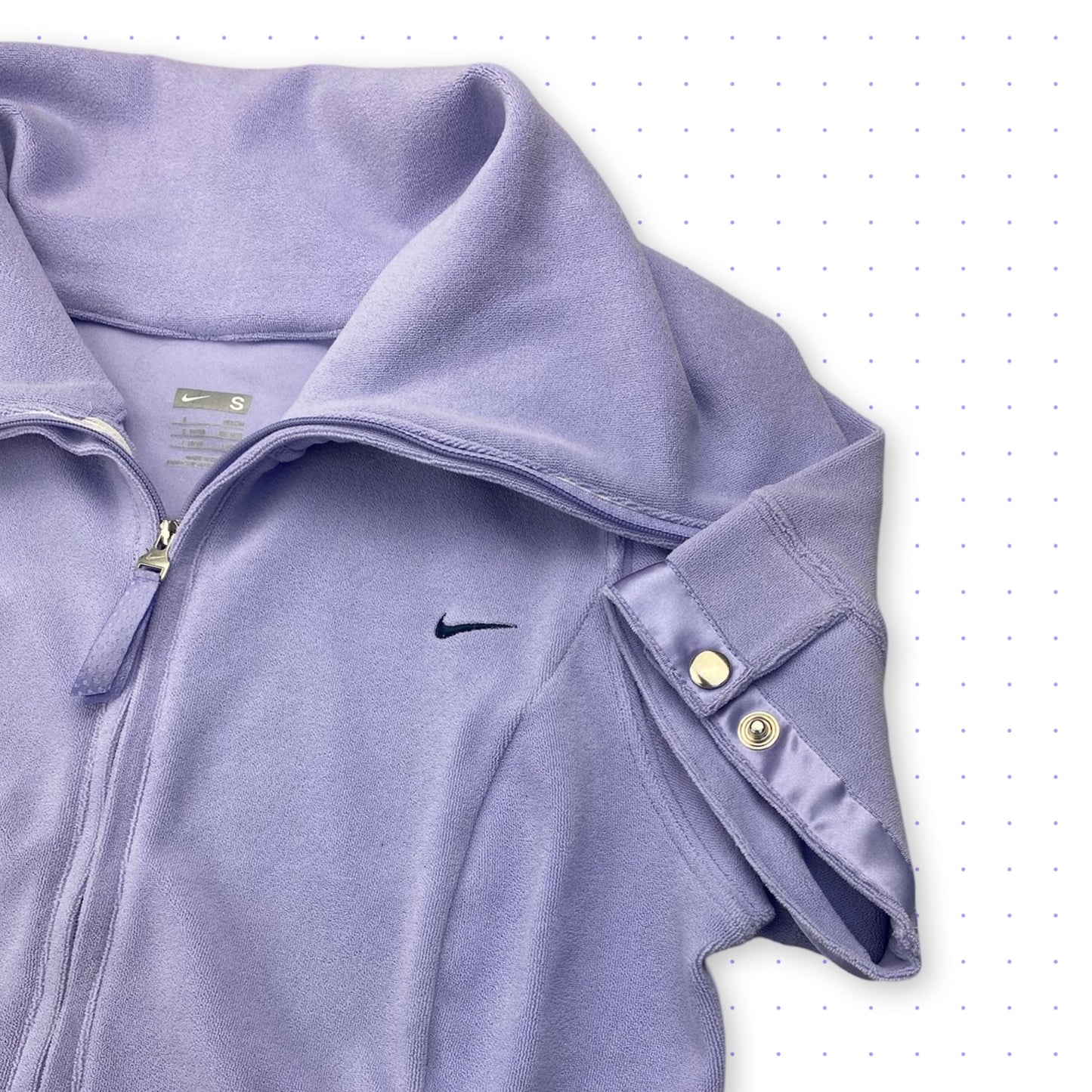 00s Nike Fleece/Nylon High Collar Zip T-Shirt Lilac