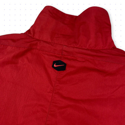 00s Nike Hex Fleece Lined Double Collar Angled Sleeve Jacket Red