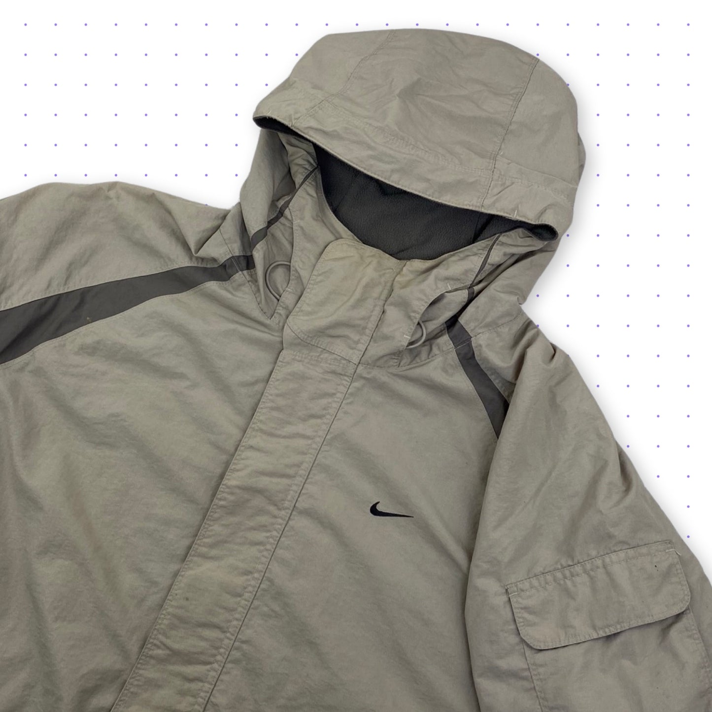 00s Nike 2in1 Reversible Jacket Fleece Beige/Grey