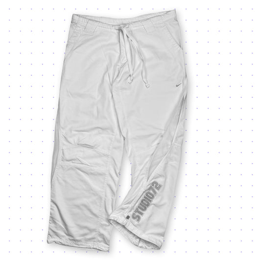 00s Nike Studio Transparent Mesh Piped Pants White