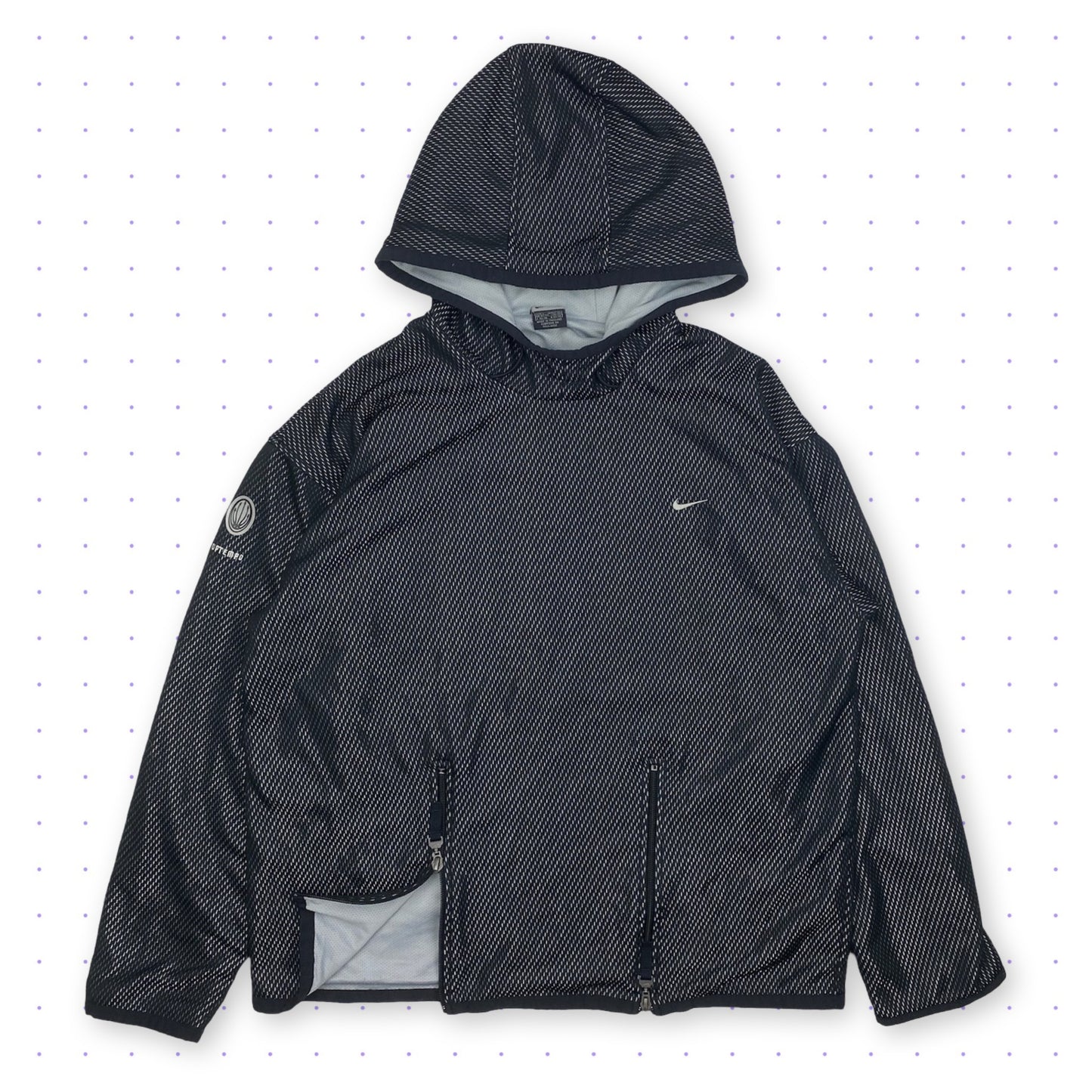 00s Nike Uptempo Mesh Layered Hoodie Black/Grey