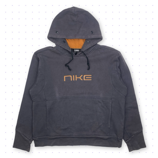 ´01 Nike Urban/Morse Code Expandable Hood Hoodie Faded Grey/Orange