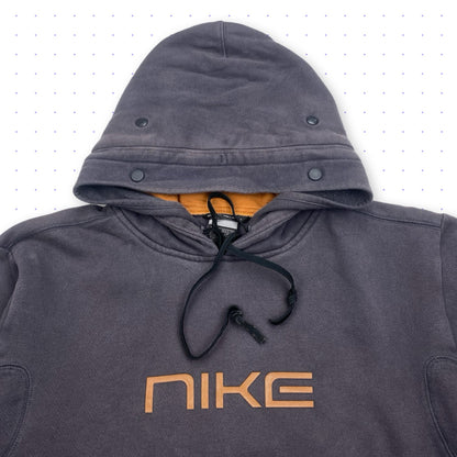 ´01 Nike Urban/Morse Code Expandable Hood Hoodie Faded Grey/Orange