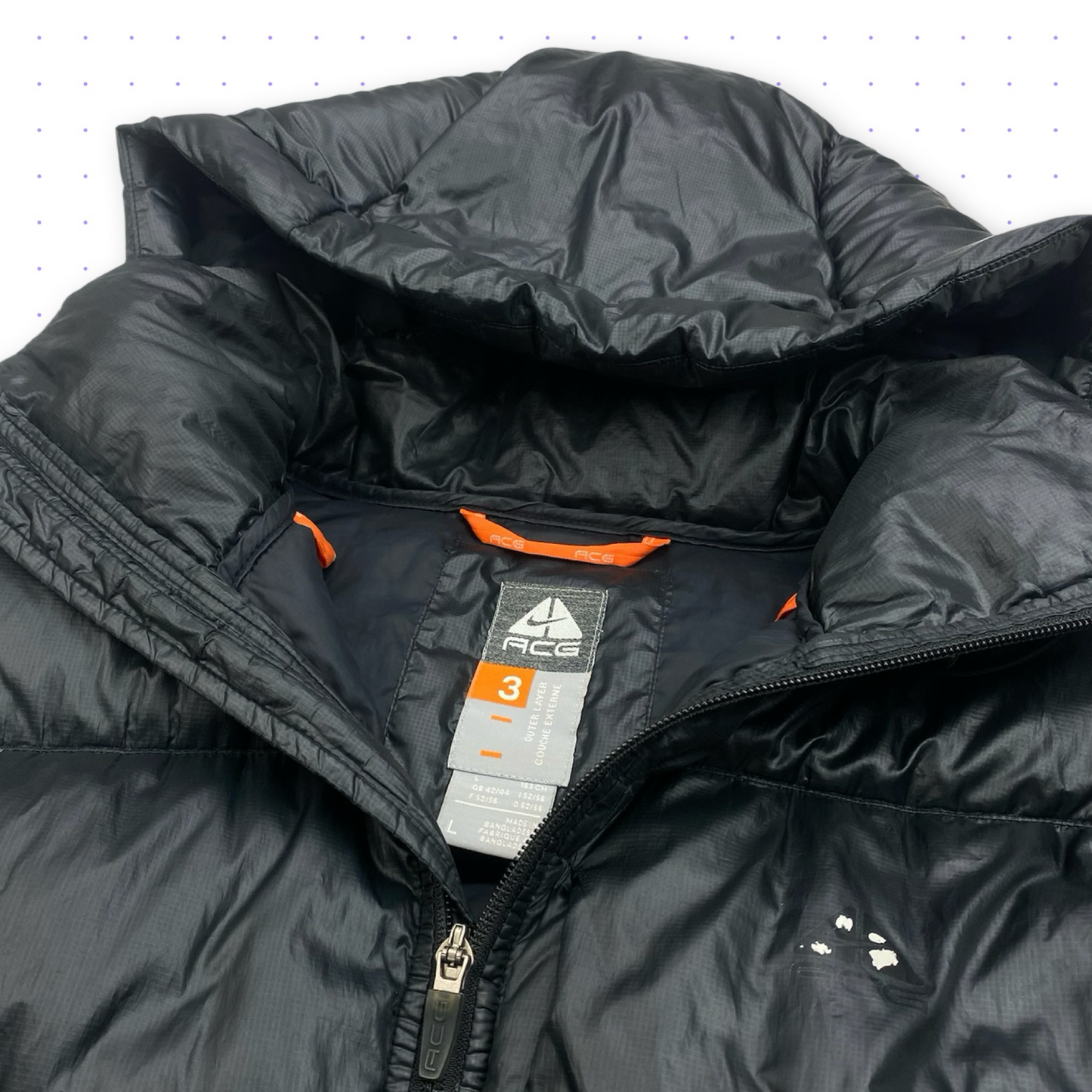 ‘07 Nike ACG 800 Down Lightweight Packable Jacket Shiny Black